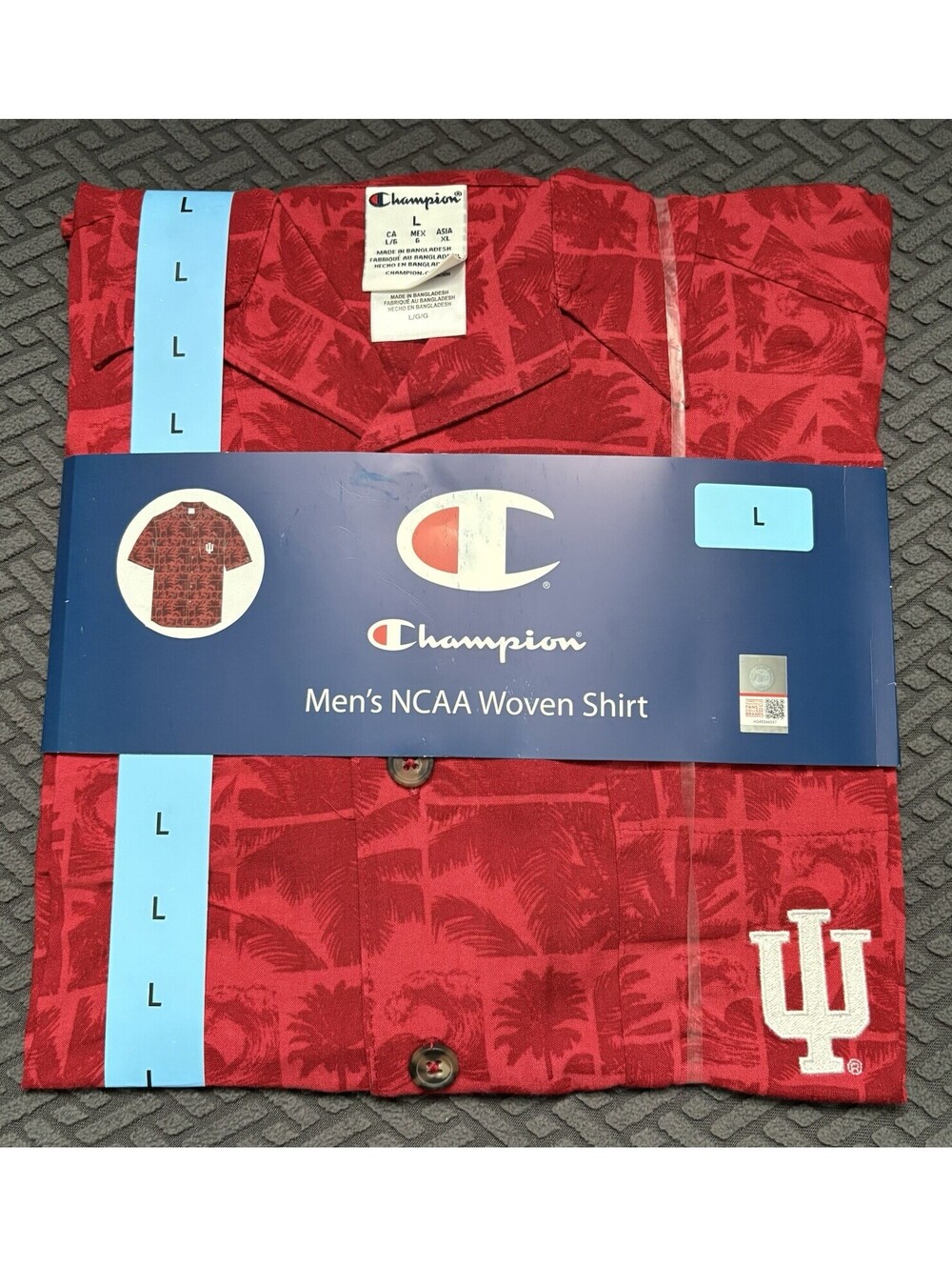NWT Indiana Hoosiers IU Button Up Shirt XL Red Hawaiian NCAA Champion